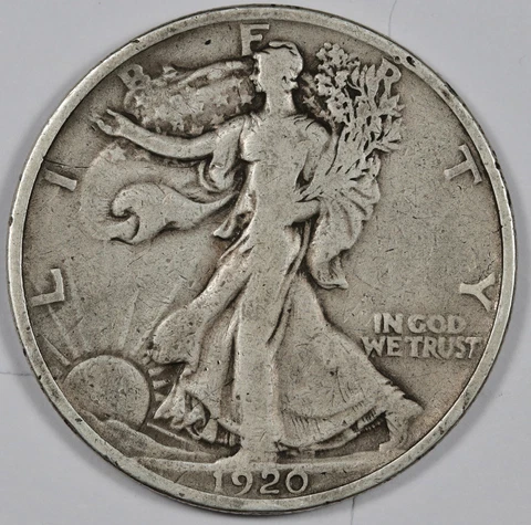 1920 Walking Liberty Half.  "Perfect" VF.  186412 Cover