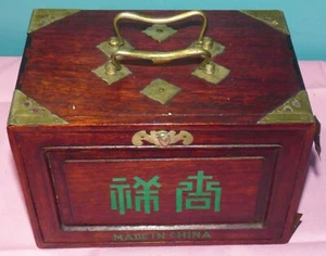 Antique Chinese Mahjong Bone & Dovetail Bamboo Tiles in Case - Picture 1 of 18