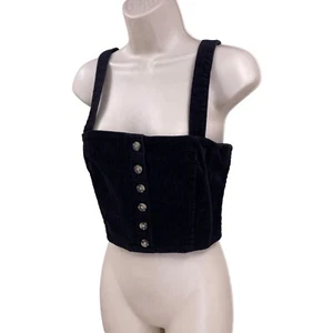 Camiseta sin mangas corsé Forever 21 para mujer negra pana talla mediana cierre de cremallera - Imagen 1 de 12