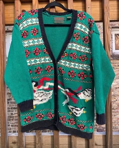 Vintage Croft and Barrow Hand Knitted Christmas Sweater Cardigan - Imagen 1 de 5