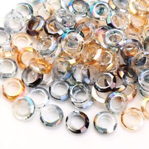 Perles rondes en verre - Grand espaceur de trous perle 8-14 mm cristal à faire soi-même fabrication de bijoux artisanaux