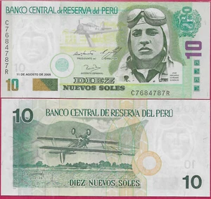 PERU 10 NUEVOS SOLES 2005 UNC JOSE ABELARDO QUINONES GONZALES AT RIGHT Obverse: - Picture 1 of 1