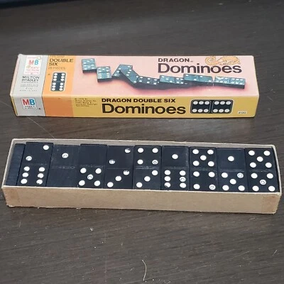 Vtg 1970 Milton Bradley  Dragon  Double Six Dominoes   Game 28 pcs  in Box - Image 1 of 4