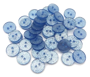 10 KNÖPFE RUND 15mm GlTZER HELLBLAU BLAU KNOPF DAMEN KUNSTSTOFF GLITTER KINDER - Picture 1 of 2