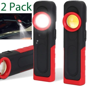 2 Packs LED Work Light Pocket Light Mini Magnetic Flat EDC Flashlight with Hook - Picture 1 of 15