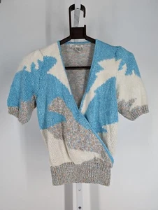 Lillie Rubin Vintage 80s Cloud Burst Intarsia Abstract Art Angora Handknit Small - Picture 1 of 3