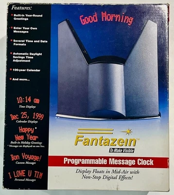 Fantazein Programmable Message Clock Floating LED Time Date Sign U2100S WORKS - Image 1 of 4