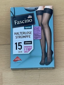 Fascino Halterlose Strümpfe 15 DEN Farbe Schwarz Größe XL 50-52 - Bild 1 von 2