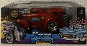 1/18 Muscle Machines Red 41 Willys Coupe Diecast W/ Willie Bar - Picture 1 of 3