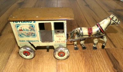 *PIEZAS* Marx Toyland's Lata Litografía Caballo Dibujado Productos Agrícolas Vagón Cuerda Foto 1 de 4