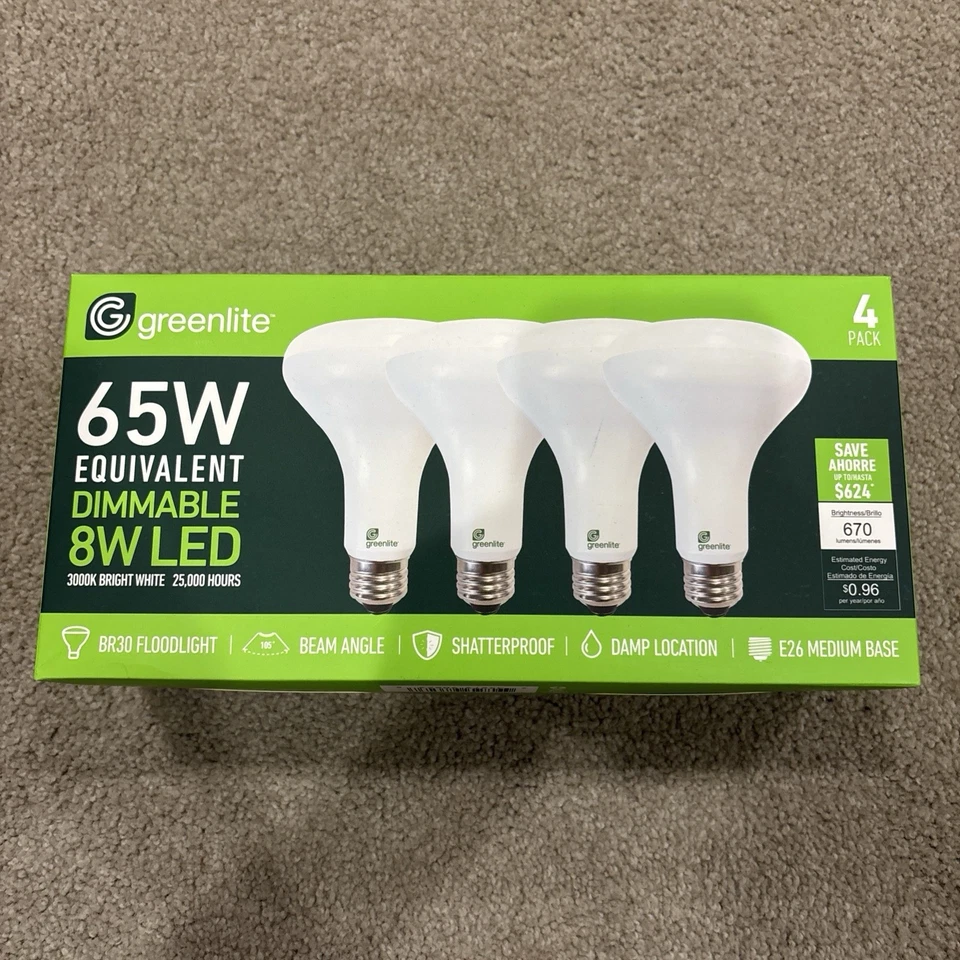 Greenlite LED Floodlight 8w/65w Equivalent Dimmable 4-Pack - Image 1 of 1