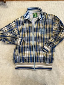 Koman Plaid Harrington Style Jacket/golf , Preppy Zip Pockets Size Large Tartan - Picture 1 of 20