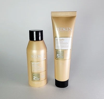 REDKEN ALL SOFT Shampoo 1.7 oz & Conditioner 1 oz Travel Size - Image 1 of 3