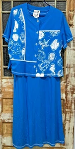 Vintage Copa Cabana Women’s 2X Dress & Button-Up Top Set USA Coastal Nautical - Picture 1 of 10