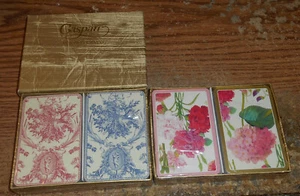 VINTAGE CASPARI PLAYING CARDS/ROMANTIC TOILE & FLOWERS ON SILK/NEW IN BOX/RARE! - Picture 1 of 7