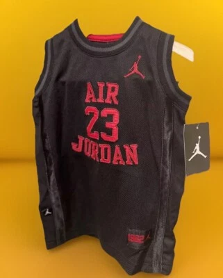 NWT Nike AIR JORDAN 23 Black And Red Stitched Tank 859947-297.  MSRP$43 Size 6 - Image 1 of 4