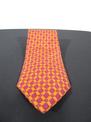 Corbata Harold Powell dorada, púrpura, verde estampado geométrico 60" seda cuello Foto 1 de 4