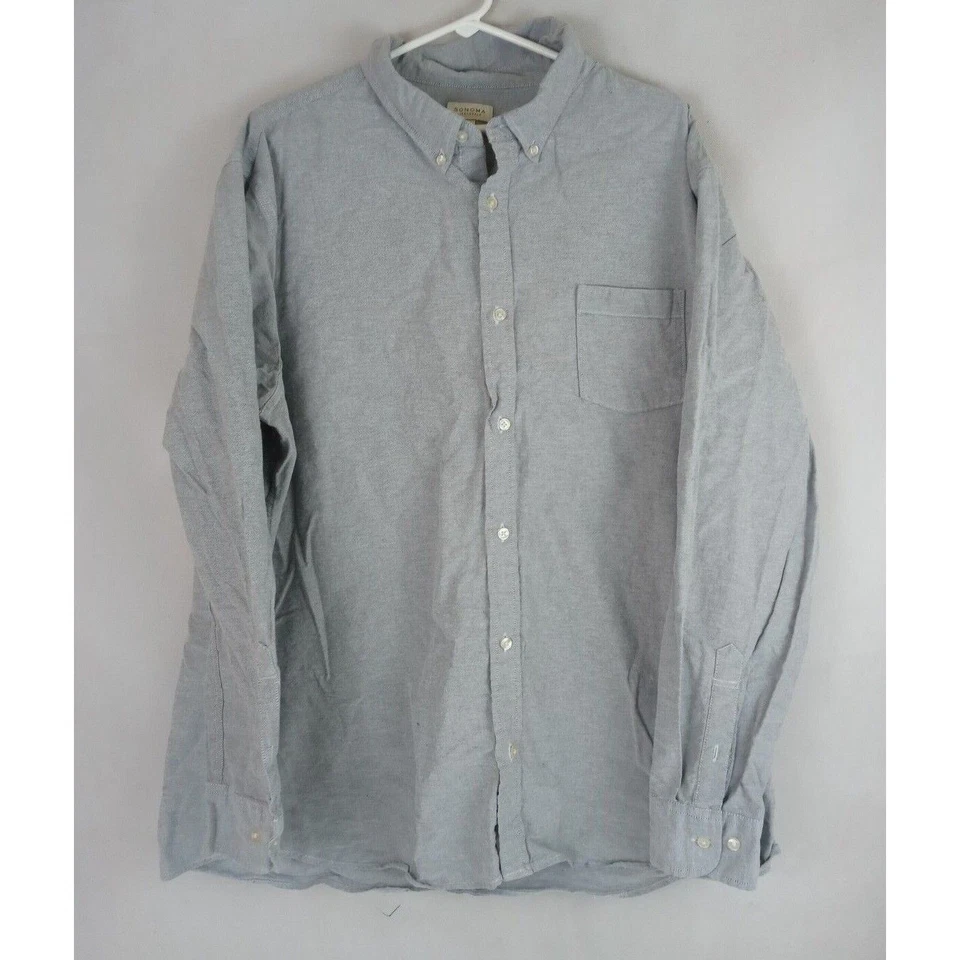 Camisa de vestir Sonoma Life Style gris liso para hombre talla 2XL Foto 1 de 4