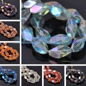 10pcs 15x10mm Oval Matte Facets Crystal Glass Loose Craft Beads lot DIY Jewelry - Picture 1 of 23