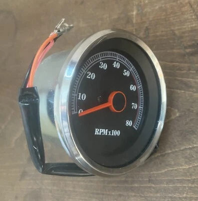NOS Electric Tachometer Harley Davidson by V-Twin 1970's 8k 5200 redline - Image 1 of 4