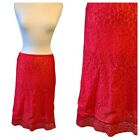 Vintage Red Chantilly Lace Van Raalte Half Slip with Side Vent - Medium