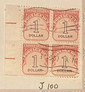 US Porto fällig. 1959. J100. 4er Block gebraucht. 1 $ - Bild 1 von 1