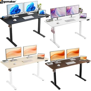 Ergomaker 140CM Electric Standing Desk Height Adjustable White/Black/Oak/Walnut - Picture 1 of 35