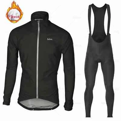 Conjuntos de ropa de ciclismo de vellón térmico de invierno para hombre mangas largas trajes de jersey al aire libre Foto 1 de 4