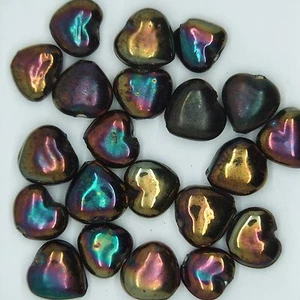 Perlas de vidrio Bronce Opaco Brillo Corazón 10mm. Pack de 20. Hecho en India. - Imagen 1 de 2