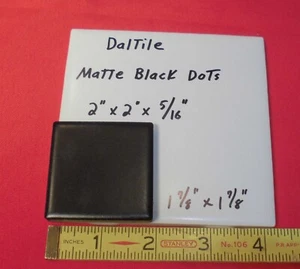 1 pc. Matte Black:  2" Dot - Insert Ceramic Tile, by Daltile Co. 1-7/8" SQ.  NEW - Picture 1 of 17