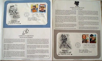 Postal Society First Day 2 FDC's Stamp # 2445-2448 25 cent Classic Films 1990 - Image 1 of 3