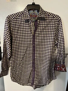 Camisa Robert Graham Para Hombre M Algodón Abotonada - Púrpura Cuadros Puño Abatible - Imagen 1 de 8