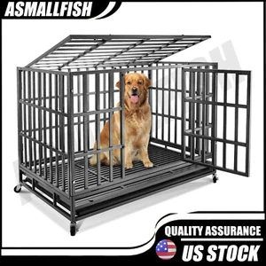 Heavy Duty Dog Kennel Pet Iron Crate Cage 47 inch New - Picture 1 of 9