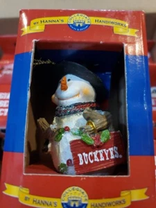 Collegiate Buckeyes Resin Snowman Holiday Ornament By Hanna's Handiworks - Picture 1 of 2