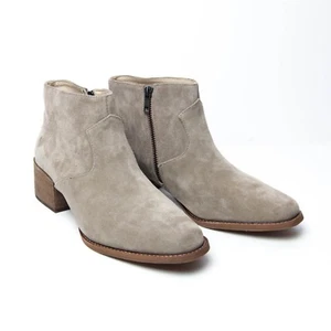 NWOB Sol Sana Lou Suede Booties Womens Size 10 Zip Round Toe 2" Heel Storm Gray - Picture 1 of 7