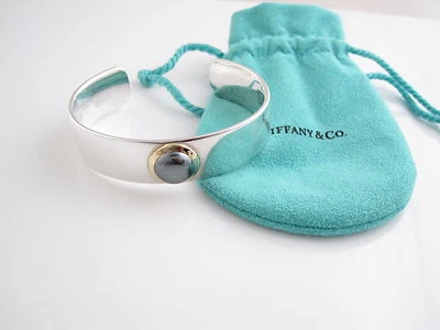 Tiffany & Co RARE Silver 18K Gold Hematite Cuff Bangle Bracelet - Image 1 of 4
