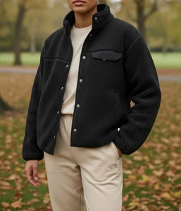 The North Face Womens Cragmont Snap Jacket Fleece 3225 Pockets Black L CLEAN - Picture 1 of 17