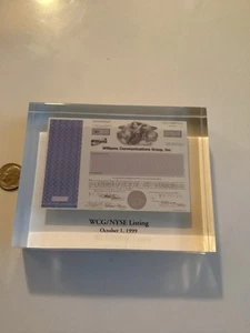 Vtg Williams Communications Group Inc. WCG/NYSE LISTING In Lucite Paperweight - Picture 1 of 8