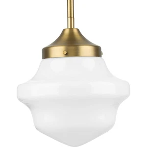 Progress Lighting P5196 School House 8"W Mini Pendant - Brass - Picture 1 of 4