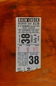 Giants Score 5 Runs in 9th Willie Mays 2-Out 2-Run WALKOFF BASEHIT 1958 Ticket - Picture 1 of 5