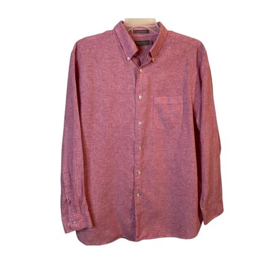 Daniel Cremieux Laundered Linen Shirt Mens Large Pink Button up Long Sleeve - Image 1 of 4
