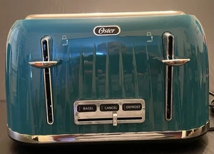 OSTER 50’s Style Retro Aesthetic 4 Slice Toaster Extra Wide Slots Turquoise - Picture 1 of 18