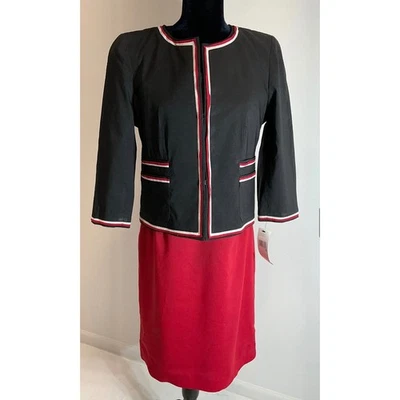 DKNY Donna Karan New York Black Red Dress Suit Set Size 12 Career Office NWT - Image 1 of 4