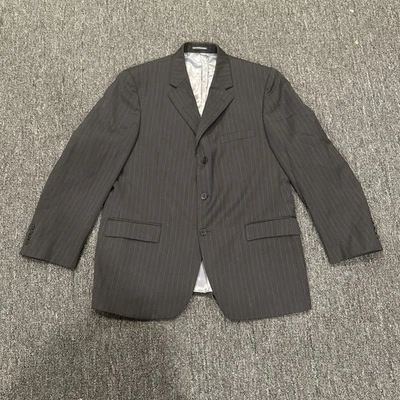 Andrew Fezza Comfort Stretch Worsted Wool Black Pinstripe Suit Jacket Top Blazer - Image 1 of 4