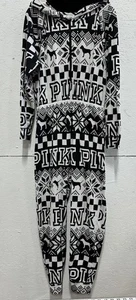 Victoria's Secret PINK  Size M Fair Isle One Piece Sherpa Kidcore Cozy Warmth - Picture 1 of 5