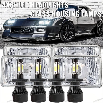 Faros LED 4x6" haz alto/bajo para Chevy Camaro 1982-1992 Caprice El Camino 4 piezas Foto 1 de 4