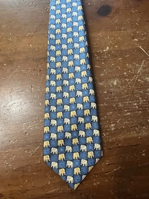 Corbata elefantes de seda azul de gama alta de lujo para hombre Jim Thompson 100 % seda Foto 1 de 4