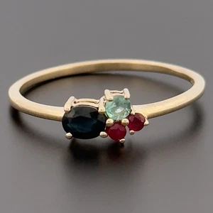 9ct Yellow Gold Sapphire Emerald & Ruby Cluster Ring Size U Hallmarked - Picture 1 of 10
