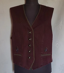 CHALECO VINTAGE ALPHORN OKTOBERFEST DIRNDL TIROL PÚRPURA MUJER SIN MANGAS: US12/EU40 - Imagen 1 de 7