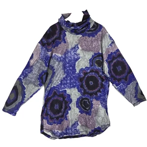 Vtg Chicos Turtle Neck Sweater Shirt Womens Sz 3 XL Blue Western Aztec West - Picture 1 of 15